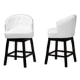 thumbnail image 3 of Pemberly Row White Faux Leather and Brown Wood 2-Piece Counter Stool Set, 3 of 9