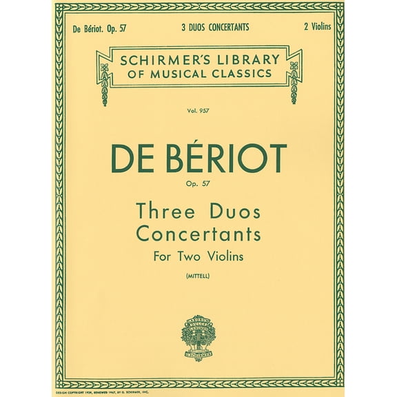 3 Duos Concertante, Op. 57: Schirmer Library of Classics Volume 957 Score and Parts