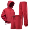 thumbnail image 5 of VBTAPA Sun Protection 3 Piece Sets for Men UPF 50+ Long Sleeve Hoodie Shorts Pants Set Zip Up Windbreaker Jacket Matching Set Outdoor Hiking Athletic Running Outfit Wine XXL, 5 of 6