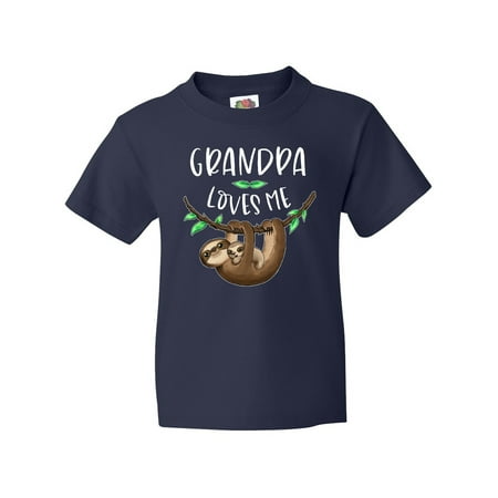 

Inktastic Grandpa Loves Me Cute Sloth and Baby Youth T-Shirt