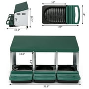 Ktaxon 3-Room Poultry Feeder Chicken Feeder Automatic Chicken Nesting Boxes for Laying Eggs, Galvanized Steel Hen Nesting Box,Green