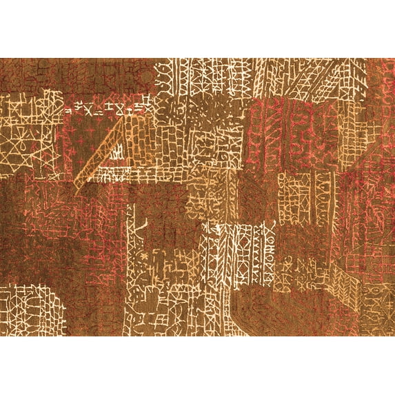 Ahgly Company Indoor Rectangle Patchwork Orange Transitional Area Rugs, 6' x 9'