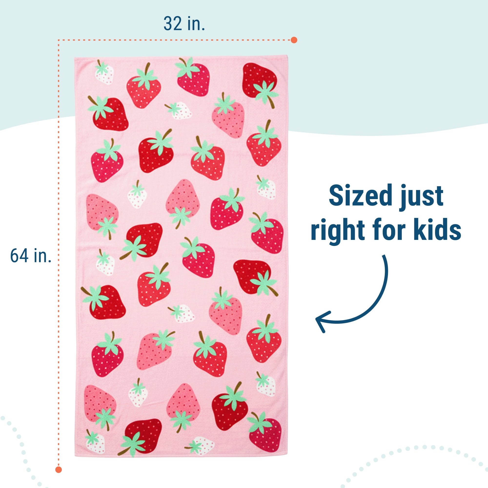 Wildkin Kids 100% Cotton Beach Towel for Boys and Girls (Strawberry Patch)