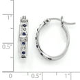 thumbnail image 2 of Sterling Silver & Platinum-plated Diamond & Sapphire Oval Hoop Earring QDF135, 2 of 2