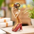 thumbnail image 2 of NOVICA Artisan Handmade Wood Sculpture Red Orange Indonesia Cultural 'Woman in Prayer', 2 of 7