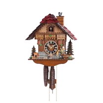 Cuckoo Clock Black Forest house with moving clock peddler