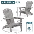 thumbnail image 2 of Wood Folding Adirondack Chair Set of 2, Cedar Outdoor Patio Lounger Chair for Beach, Deck, Garden, Backyard, Lawn, Porch, Pool Side, Fire Pit, 2 of 8