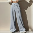 thumbnail image 1 of Women Casual Solid Color Hight Waist Drawstring Adjustable Waist Long Pants Loose Wide Leg Pants Comfortable Maternity Pants for Women Casual And Track Pants Women Sweatpants plus Size Women Casual, 1 of 7