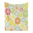 thumbnail image 1 of Lemons Soft Flannel Fleece Throw Blanket, Tropical Clementine Tangerine Orange and Grapefruit Slices on Spotted Background, Cozy Plush for Indoor and Outdoor Use, 50" x 60", Multicolor, by Ambesonne, 1 of 6