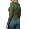 thumbnail image 4 of vigerkar Womens Long Sleeve Twist Front V Neck T Shirts Slim Fit Trendy Shirt Tee (Dark Green, XS), 4 of 8