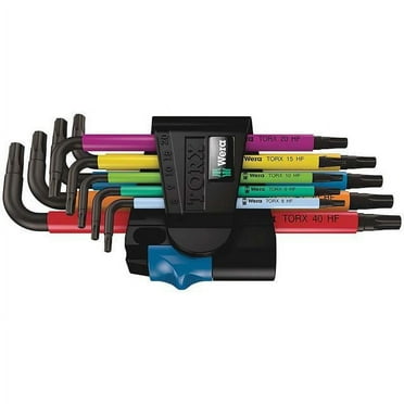 Wera 967/9 TX HF 1 L-Key Torx Wrench Set - 9 Piece, with Holder, Multicolor