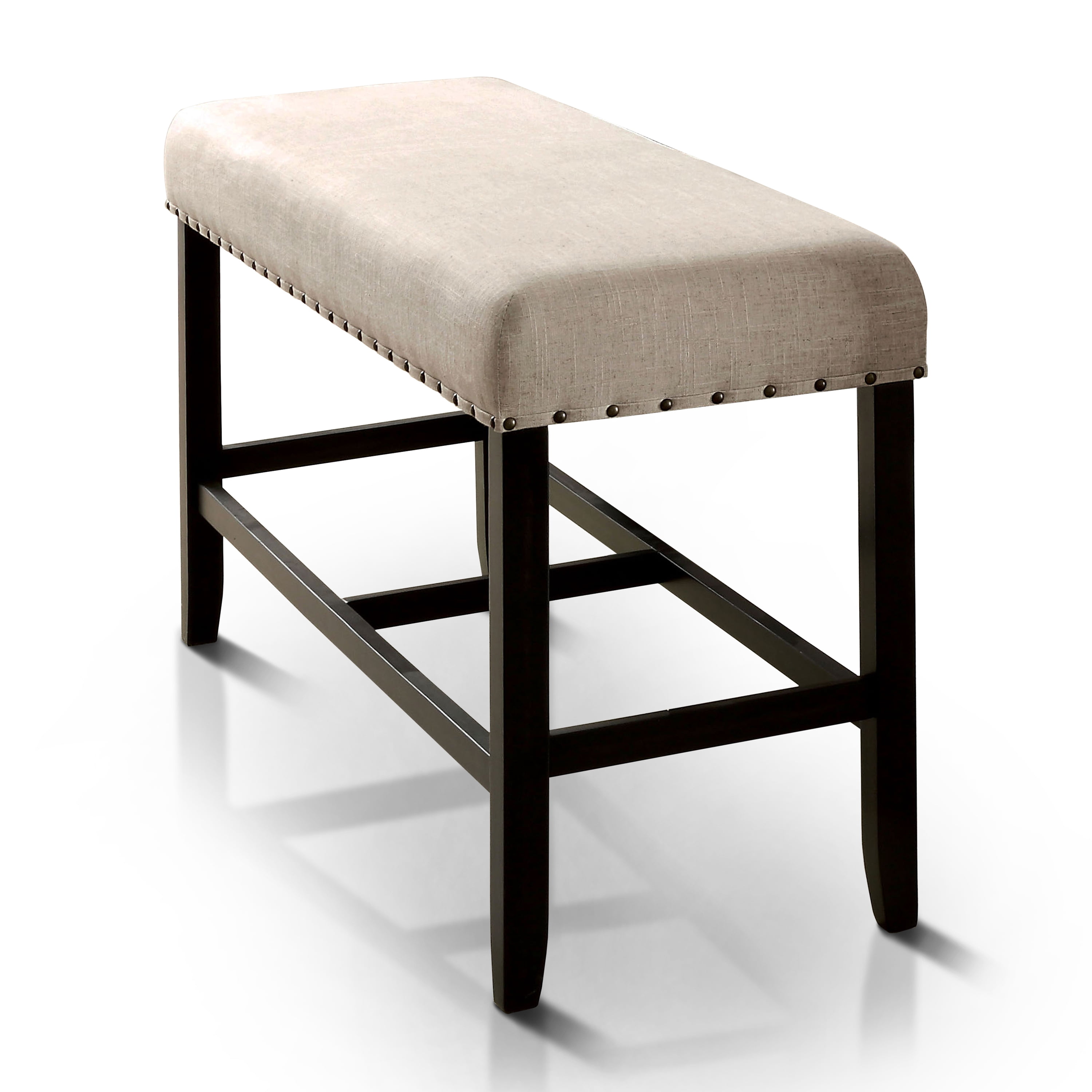 Furniture of America Freiden Padded Counter Bench, Antique Black