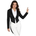 thumbnail image 3 of iiniim Women's Suit Balzer Long Sleeve Tailcoat Jackets Pageant Evening Cocktail Party Tuxedo Dress Coats Black L, 3 of 7