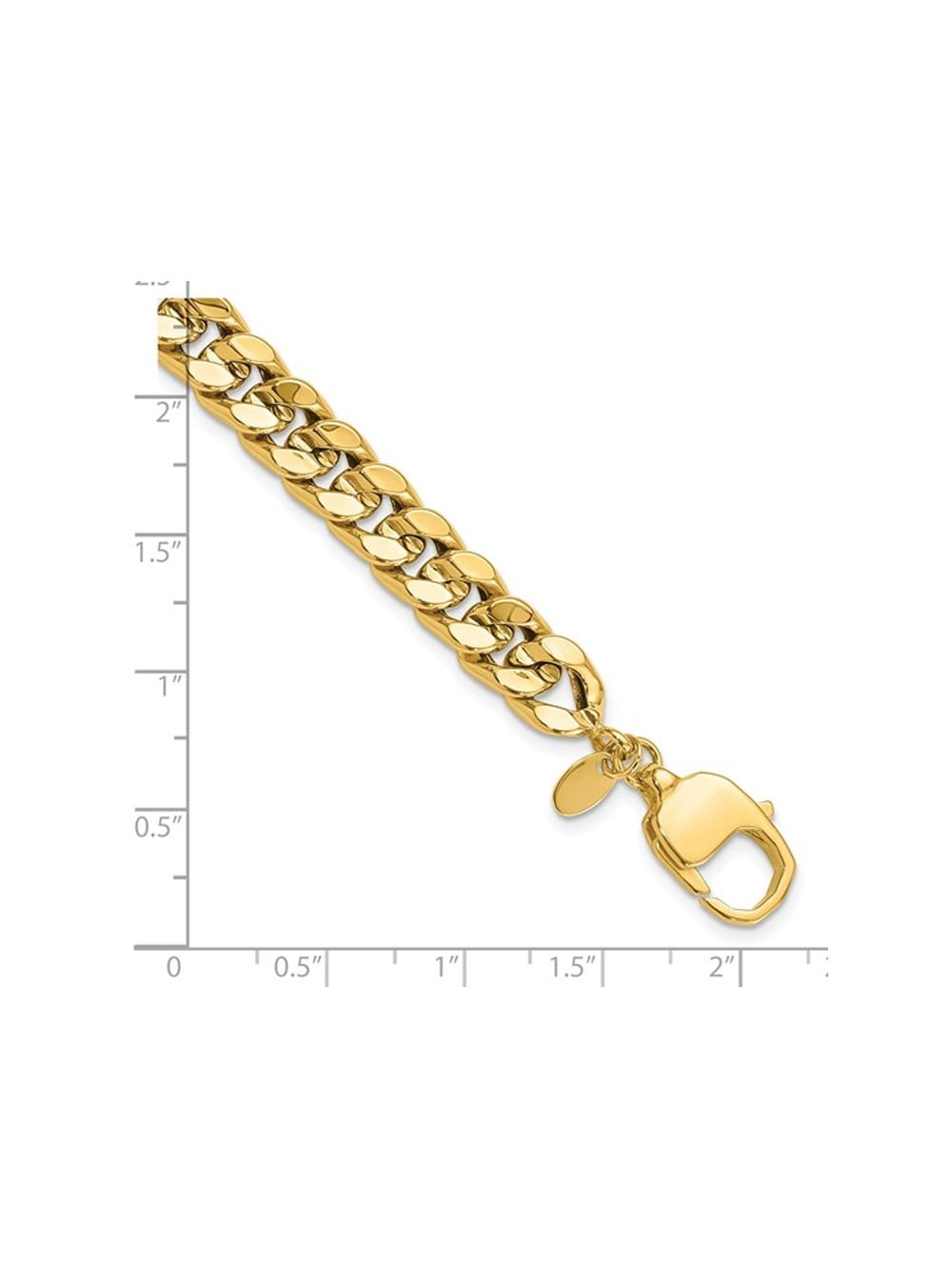 Gem & Harmony Mens 14K Yellow Gold Polished Curb Link Bracelet (8 inches) for Men
