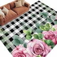 thumbnail image 6 of Spring Pink Roses Area Rug 8x10 Washable Rug Non Slip Pastoral Eucalyptus Black White Plaid Large Area Rug Soft Stainresistant Indoor Floor Carpet for Living Room Bedroom Home Office Dining Room, 6 of 8