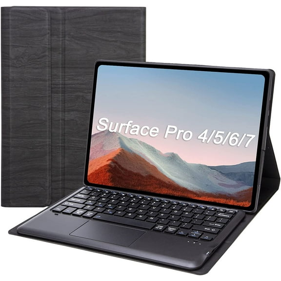 Touch Keyboard Case for Surface Pro 7 (2019) /Pro 6 (2018) /Pro 5 (2017) /Pro 4 (2015) 12.3 Inch Tablet, Magnetically Detachable Wireless Keyboard with Trackpad, Slim Light Folio Stand Case