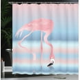 thumbnail image 4 of Ambesonne Flamingo Shower Curtain, Birds in Love Lake, 69"Wx70"L, Pink Blue, 4 of 5