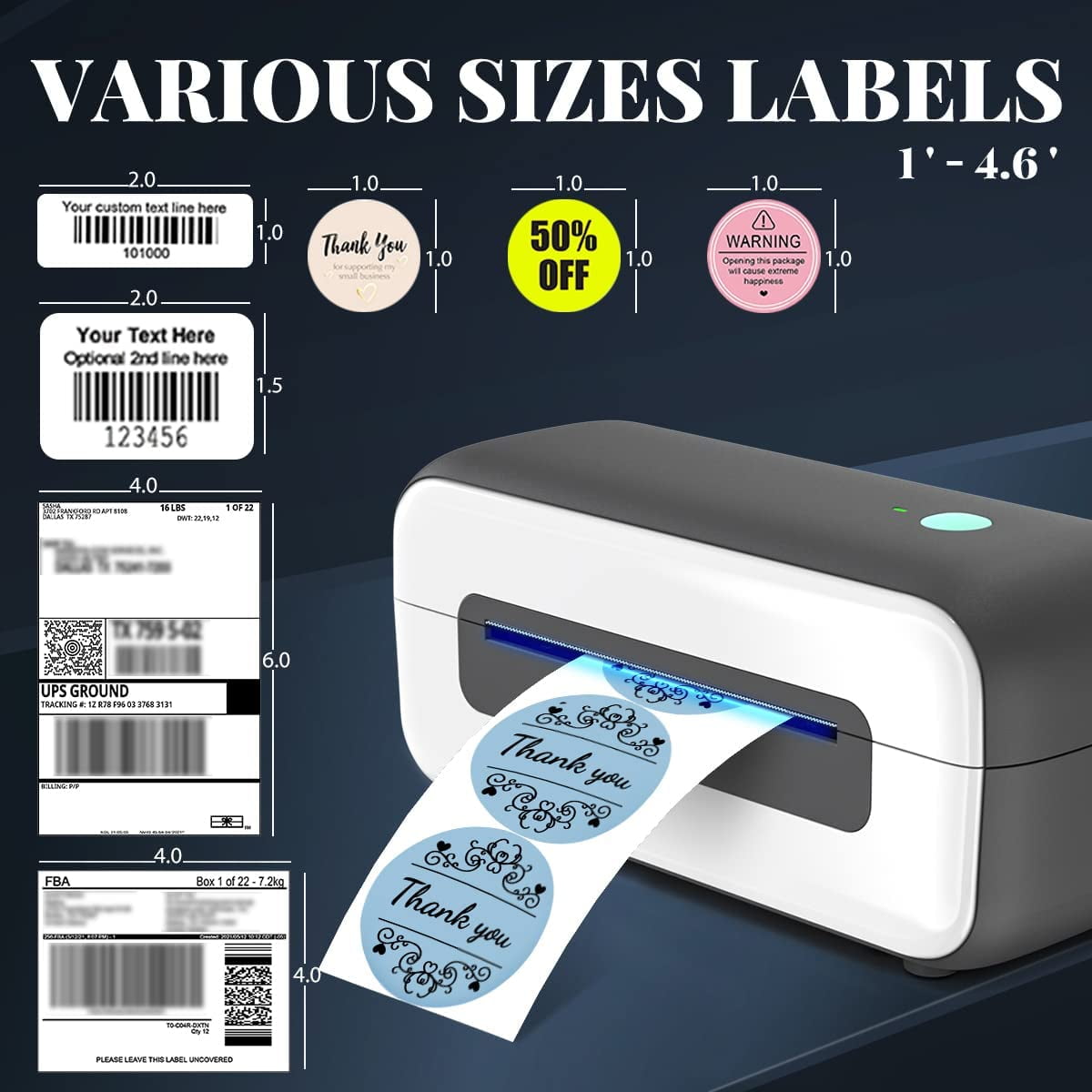 Phomemo Shipping Label Printer for Shipping Packages, Desktop USB 4x6 Thermal labels Printer Label Maker Compatible with USPS, UPS, Shopify, Ebay, Etsy, ShippingEasy -
