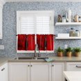 thumbnail image 6 of Half Window Curtains 24 Inches Long, Red Window Treatment Curtain Drapes, Retro Oil Painting Modern Abstract Art Aesthetics Short Curtains Tiers for Kitchen Over Sink, 27.5"x24", 2 Panels, 6 of 7