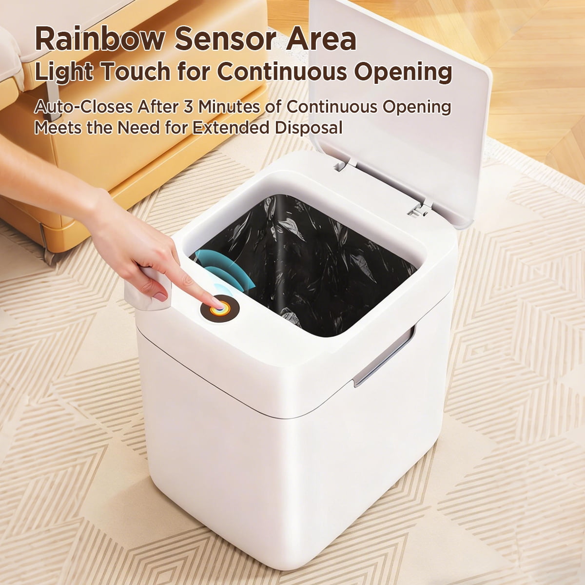 Joybos 8.5L Automatic Garbage Cans, Bathroom Trash Can with Lid, Small Waste Baskets, White