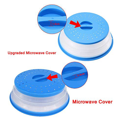 WENWELL Vented Collapsible Microwave Splatter Cover for Food,Kitchen dish  bowl Plate Proof lid Can be Hung,Dishwasher-Safe,BPA-Free Silicone 