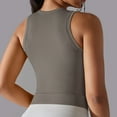 thumbnail image 4 of REORIAFEE White Ribbed Tank Top Woman Sleeveless Tops High Neck Tanks Quick Dry Yoga Shirts Solid Color Pullover Shapewear Thick Strap Vest Summer Going Out Fashion Clothing Gray, 4 of 6