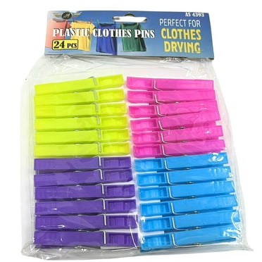 Coloured Plastic Clothes Pins: 24CT