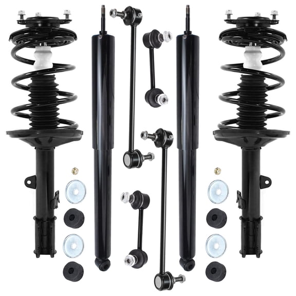Detroit Axle - FWD 8pc Struts Suspension Kit for Toyota 2001 2002 2003 2004 2005 RAV4, 2 Front Struts with Coil Spring Assembly 2 Rear Shock Absorbers 4 Front Rear Stabilizer Sway Bar Ends Replacement