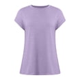 thumbnail image 4 of CUSTG Women's T-Shirts Summer Short Sleeved T Shirt Solid Color Tops Relaxed Fit O-Neck Tee, 4 of 5