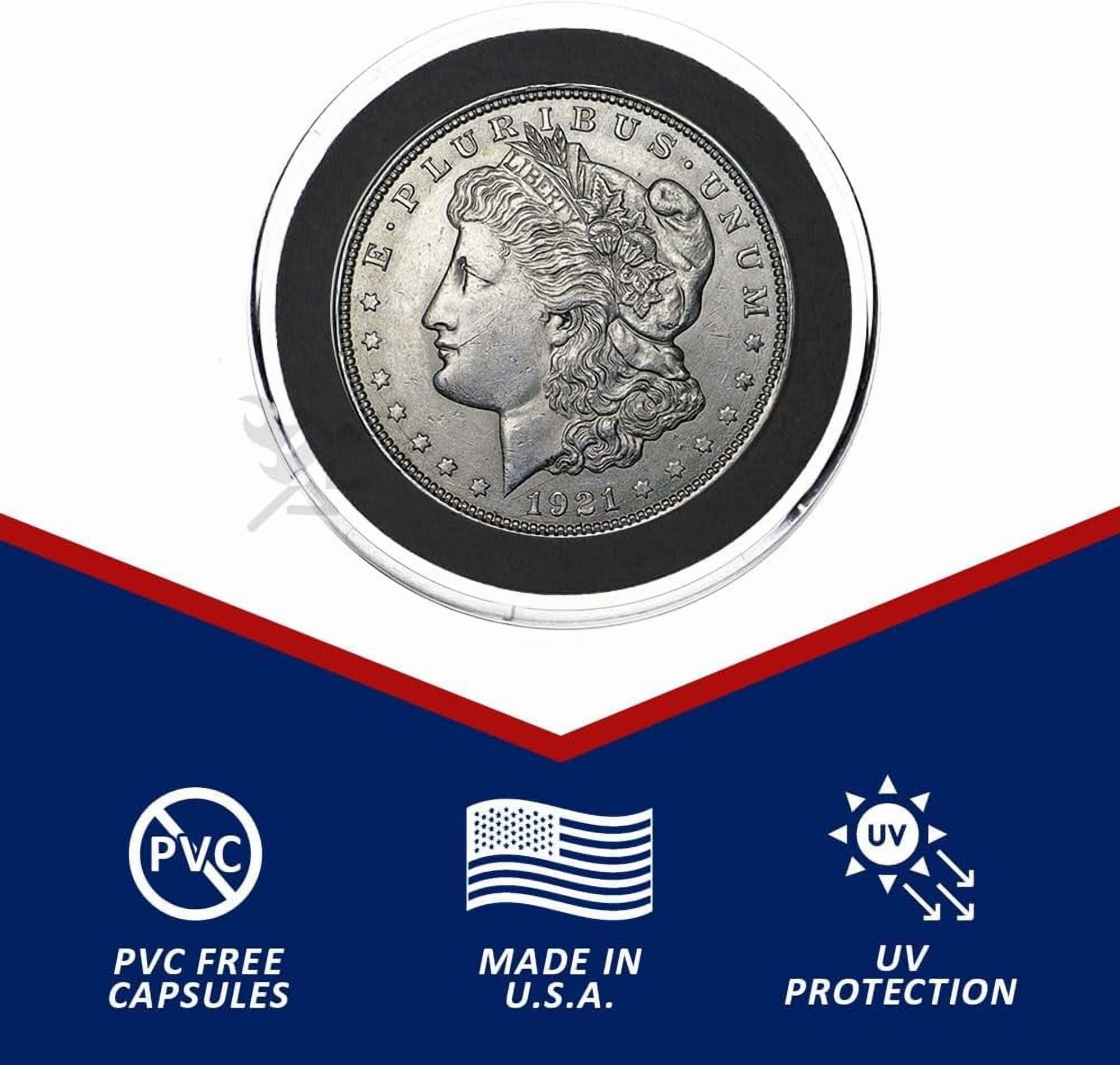 OnFireGuy 25-Pack 38mm Black Ring Coin Holders for Silver Dollars | Protective Coin Cases for 1oz Silver Morgan Peace Eisenhower Dollars