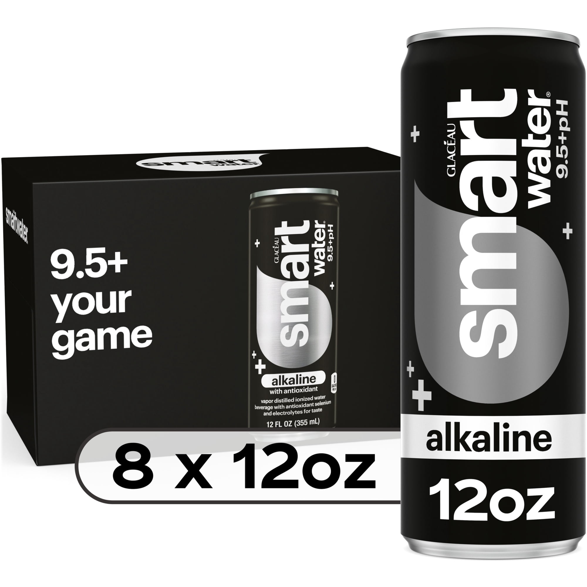 Glaceau Smartwater Alkaline With Antioxidant Cans, 12 fl oz, 8 Pack