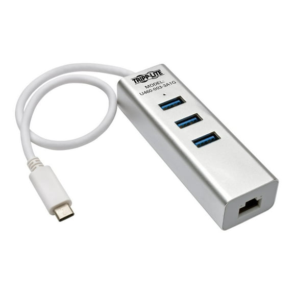 Tripp Lite Portable USB 3.1 Gen 1 Gigabit Ethernet Adapter with 3-Port Hub