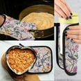 thumbnail image 5 of Yayeee Oven Mitts and Pot Holder Set of 2 Heat Resistant Kitchen Gloves Baking Hot Pad, Purple Floral Pattern, 5 of 5