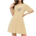 thumbnail image 3 of Swuxness Women's Short Sleeved Nightdress, Women's Nightgowns, Women's Print Soft Comfortable Lightweight Breathable Short Nightgownsfor Wearable Outside Beige, S, 3 of 4