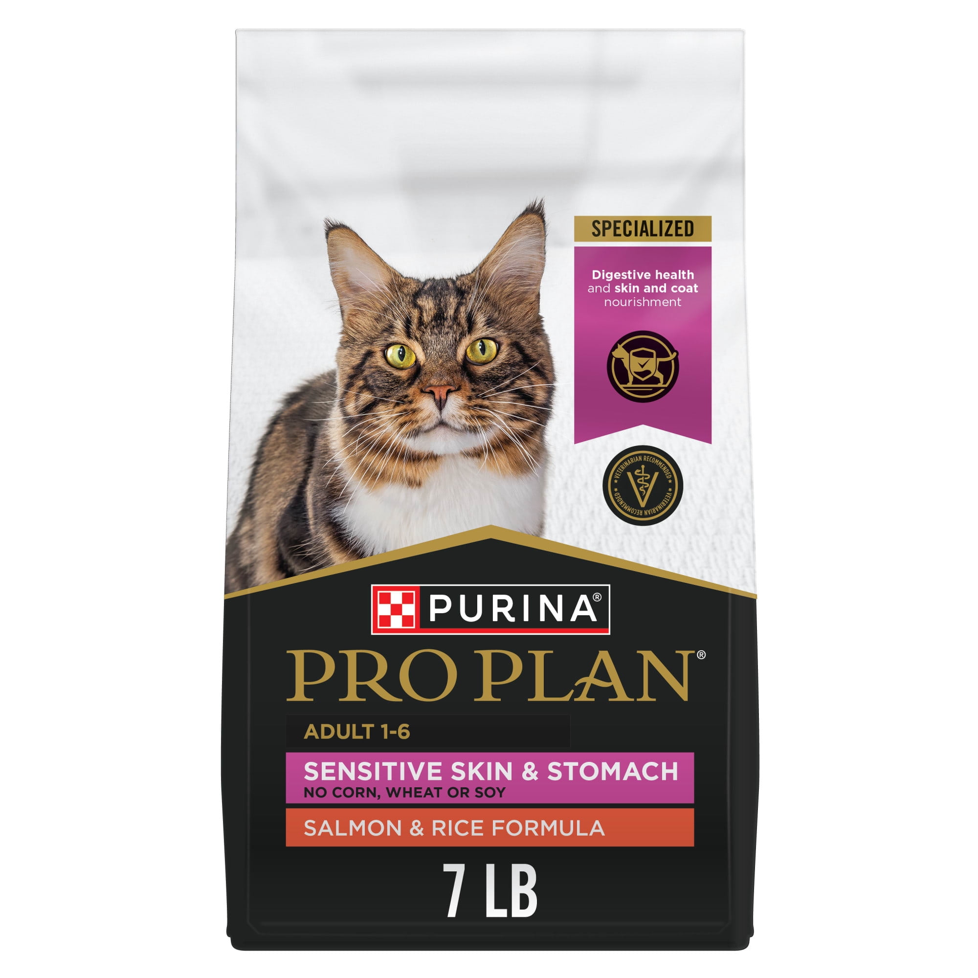 Purina Pro Plan Sensitive Skin and Stomach Salmon and Rice Formula Adult Cat Food 7 lbs.