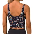 thumbnail image 3 of Fotbe Colorful Mushrooms in Doodle Style Pattern Womens' Sports Bra Longline Wirefree Padded with Medium Support Sports Moisture-Wicking Workou Vest,Tank Top-Large, 3 of 9