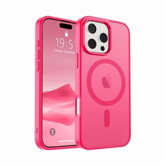 ZC Magnetic for iPhone 16 Pro Max Case (Compatible with MagSafe) (Military Grade Drop Protection) Slim Translucent Matte Shockproof with Anti-Fingerprint Phone Case, Hot Pink