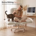 thumbnail image 3 of Hawsaiy Criss Cross Office Chair with Flip-Up Arms, Ergonomic Cross Legged Desk Chair, PU Leather Executive Computer Chair, 135° Reclining Plush Cushion, Pet-Friendly, Beige, 3 of 11