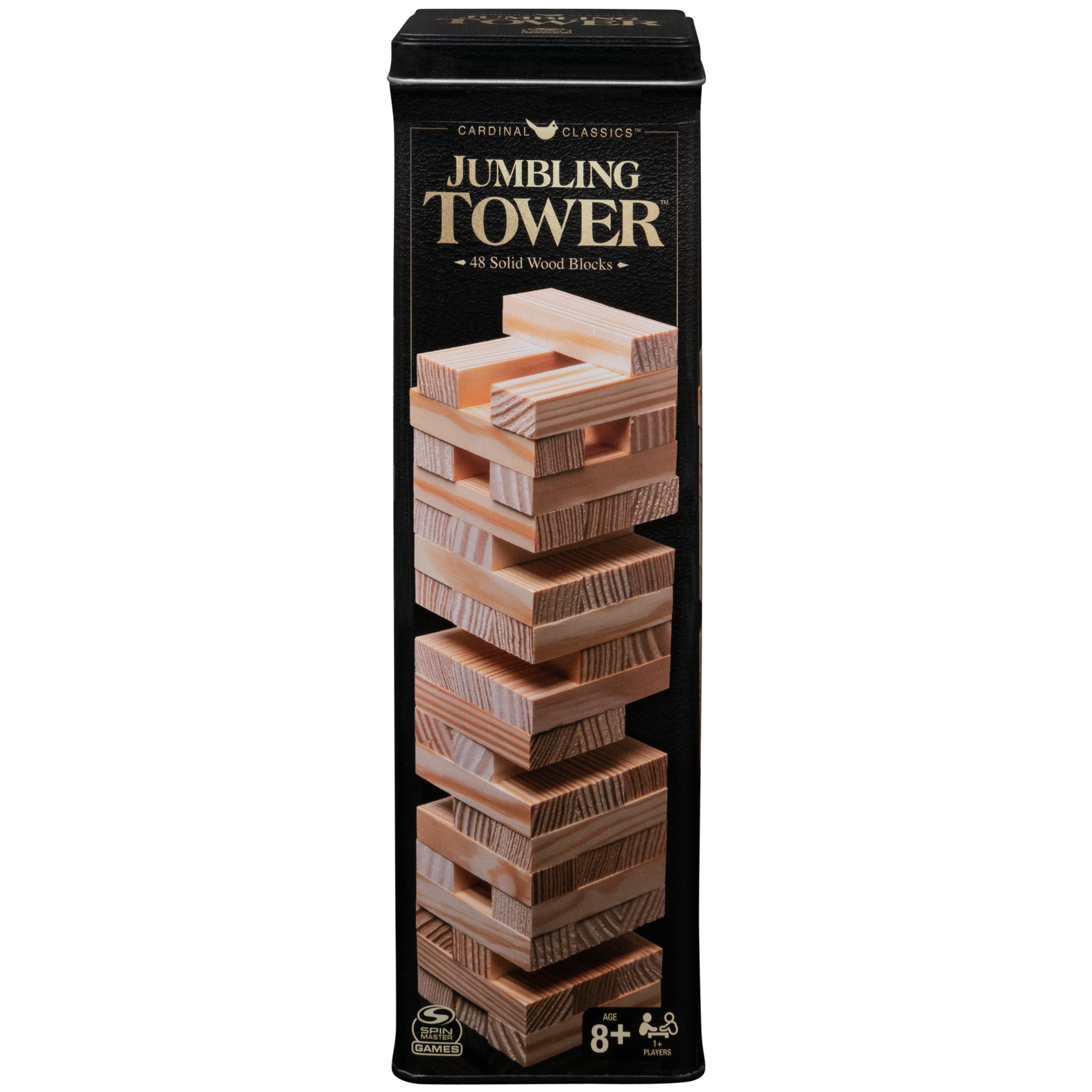 Jumbling Tower Party Game with 48 Wood Blocks, for Families and Kids Ages 8 and up