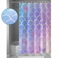 thumbnail image 4 of Mermaid Tail Shower Curtain, 48" x 72", Rainbow Gradient Overlay Waterproof Bathroom Curtain Washable Shower Curtain Set with 12 Hooks, 4 of 6