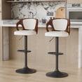 thumbnail image 4 of VECELO Bar Stools Set of 4, Mid-Century Modern Adjustable Swivel Barstools with PU Leather Upholstery Walnut Bentwood Back & Footrest, White, 4 of 9