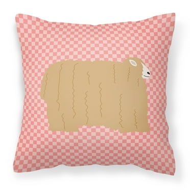 Lincoln Longwool Sheep Animal Art Checkboard Design Fabric Decorative Pillow