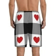 thumbnail image 3 of Naloa Heart Black Buffalo Plaid Gingham Men's Short Pajama Pants, Lounge Comfort Shorts with Elasticized Waistband and Side Pockets - 3X-Large, 3 of 9