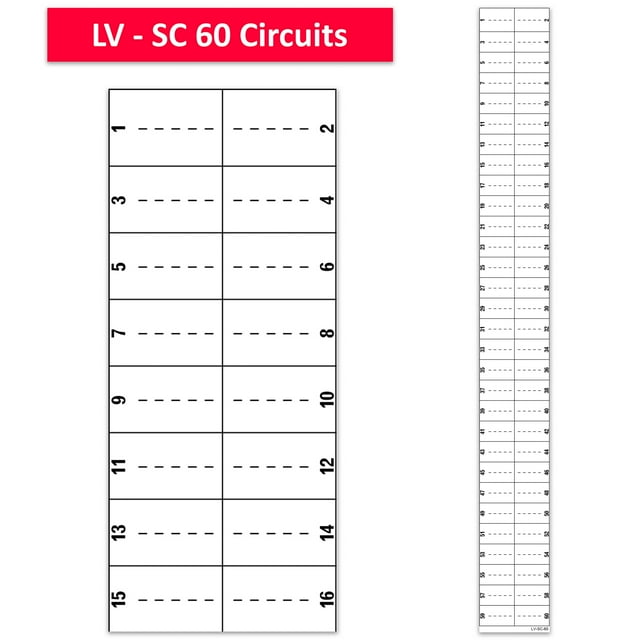 LV Replacement for SquareD Schneider Electrical Circuit Breaker Fuse Panel Directory Labels Stickers LSDL (60 Circuits 1 Pcs)