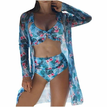 Royal Blue Beach Matching Lounge Shorts Set for Ladies Sexy Hawaiian Seamless Triangle 2 Piece with Slit Tops Swimsuit Bikini Tankini Kimono Cover Up Shorts Sets Womens M