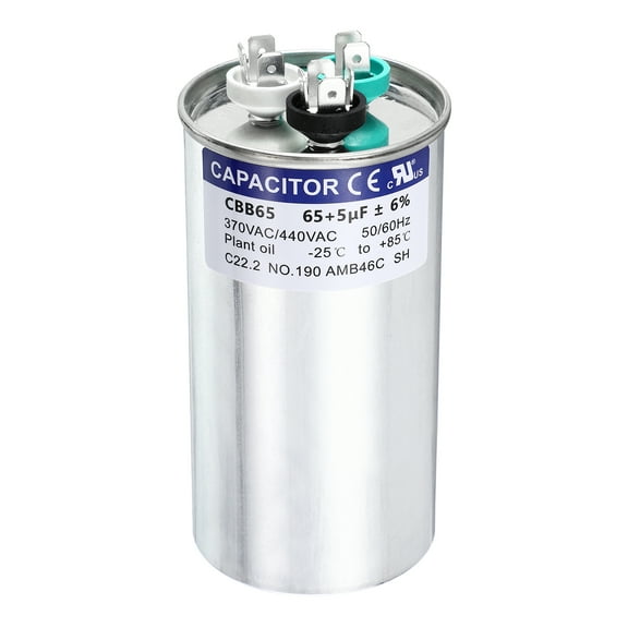 Uxcell 65 5MFD CBB65 Run Start Capacitor 65 5uF, 370/440V Round AC Capacitor for AC Motor Run, HVAC, Air Conditioner, Condenser Motors