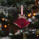 thumbnail image 4 of Adorno Colgante Navideño con Doble Campana y Lazo de Flocado Rojo Vino | Decoración Navideña de Poliéster de 5.1 Pulgadas | Decoración Colgante Duradera Cosida para El Hogar, Fiestas y Uso Estacional, 4 of 6