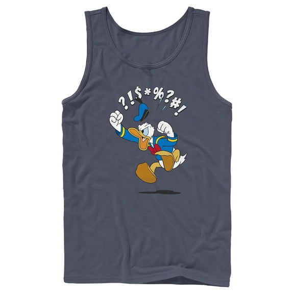 Men's Mickey & Friends Donald Duck Angry Jump  Tank Top Navy Blue Small