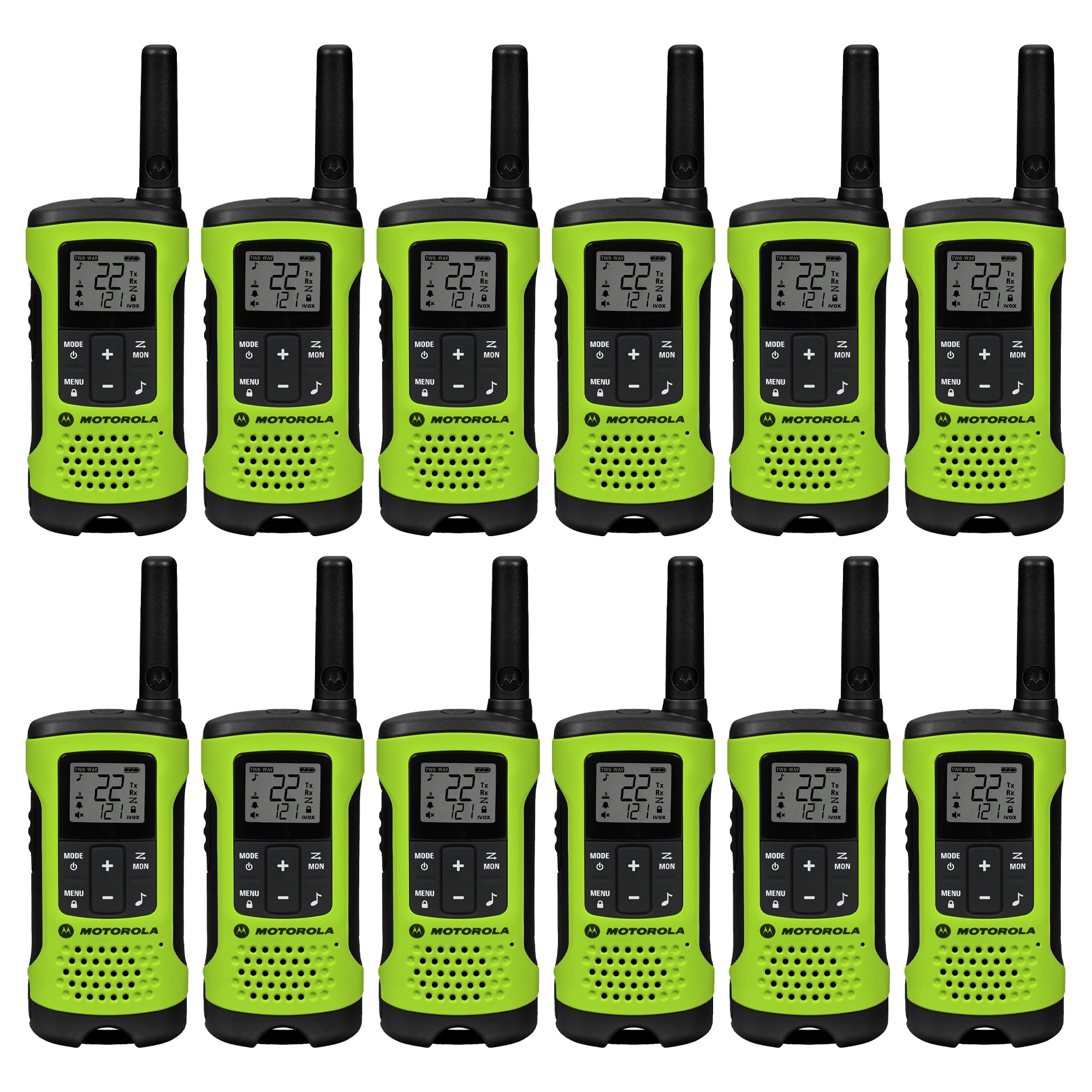 Motorola Talkabout T600 Two-Way Radios, 35 mile, Walkie Talkie (12 Pack),  Lime