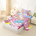 thumbnail image 2 of Castle Fairy Pink Baseball Glove Twin Sheets 3pcs, Sport Theme Ice Cream Bedding, Pink Blue White,1 Fitted Sheet, 1 Flat Sheet and 1 Pillowcase, 2 of 6